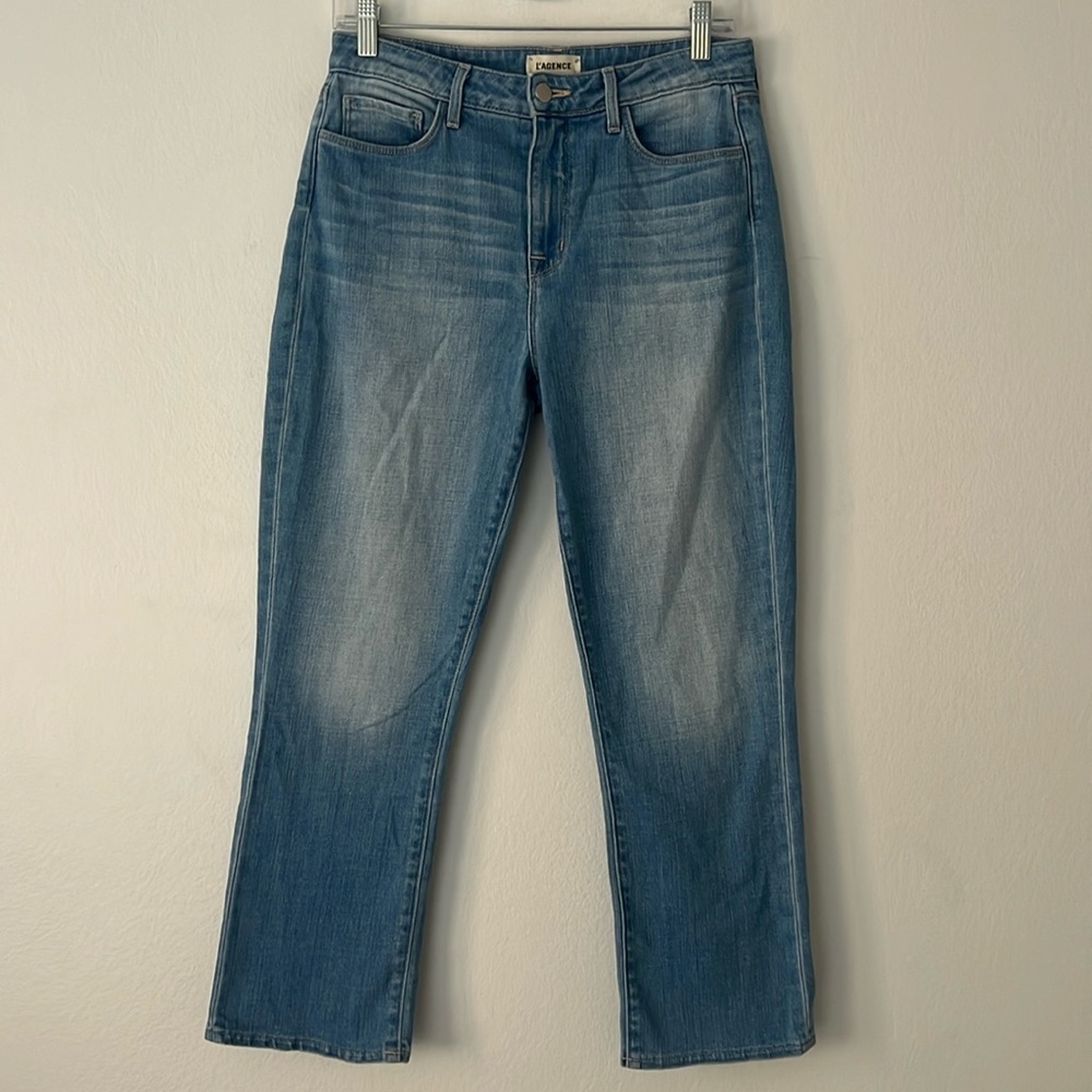 L’AGENCE Nadia High Rise Cropped Straight Rockford Blue Jeans Size 28 - Picture 3 of 11